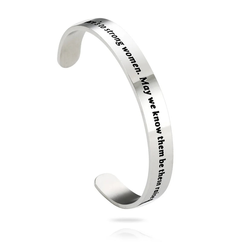 Strong Women Stainless Steel Inspirational Bangle Bracelet