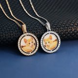 Crystal Paved Pet Cat Dog Photo Necklace for Women