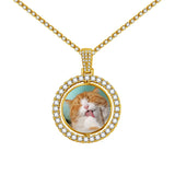 Crystal Paved Pet Cat Dog Photo Necklace for Women