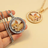 Crystal Paved Pet Cat Dog Photo Necklace for Women