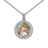 Crystal Paved Pet Cat Dog Photo Necklace for Women