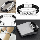 PolishedPlus Stainless Steel Leather Bracelet Gift For Men Father