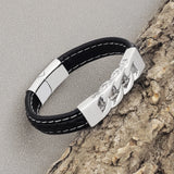 PolishedPlus Stainless Steel Leather Bracelet Gift For Men Father