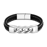 PolishedPlus Stainless Steel Leather Bracelet Gift For Men Father