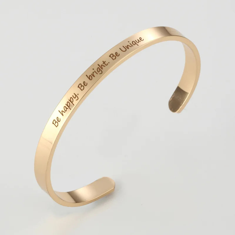 PolishedPlus Bracelet - Be Happy, Be Bright, Be Unique Stainless Steel Bangle