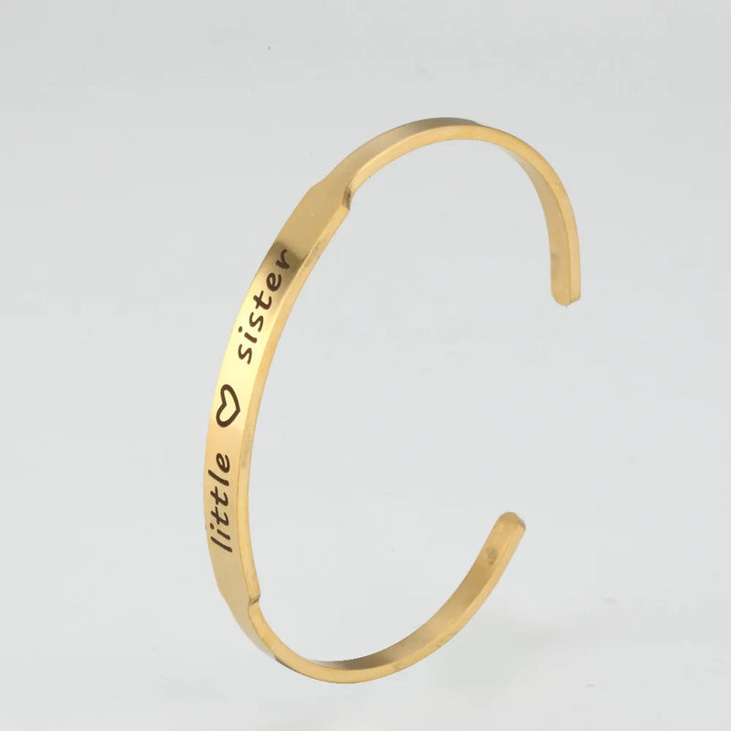 PolishedPlus Sister Bracelet Stainless Steel Bangle Personalized
