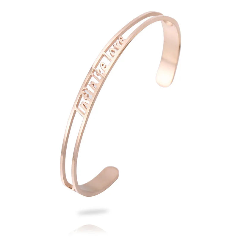 PolishedPlus Infinite Love Stainless Steel Bangle Letter Bracelet Gift