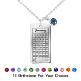 PolishedPlus Engraved Date Necklace Birthstone