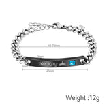 Personalized Name Bracelet Stainless Steel Bangle Couples Adjustable