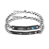 Personalized Name Bracelet Stainless Steel Bangle Couples Adjustable