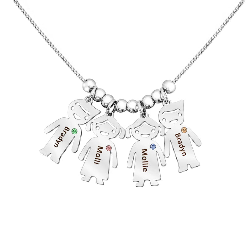 Customized Name Necklace with Birthstone Pendant