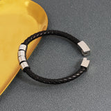 Custom Family Name Bracelet Braided Leather Beads Bangle for Men Fathers