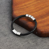 Custom Family Name Bracelet Braided Leather Beads Bangle for Men Fathers
