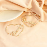 Irregular Square Name Earrings U Heart Shape for Women