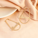 Irregular Square Name Earrings U Heart Shape for Women