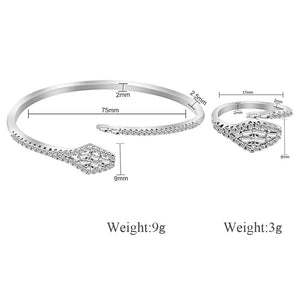 Geometric Rhombic Crystal Bracelet Rings Set Adjustable Jewelry Women