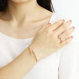 Geometric Rhombic Crystal Bracelet Rings Set Adjustable Jewelry Women