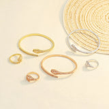 Geometric Rhombic Crystal Bracelet Rings Set Adjustable Jewelry Women