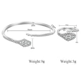 Geometric Rhombic Crystal Bracelet Rings Set Adjustable Jewelry Women