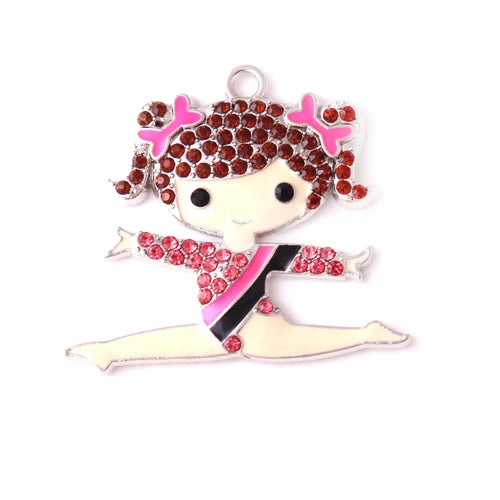 Polychromatic Gymnast Rhinestone Pendant Jewelry for Women