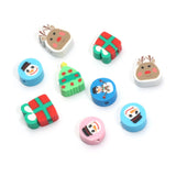 Christmas Pattern Polymer Clay Beads 9-12mm for DIY Jewelry Making