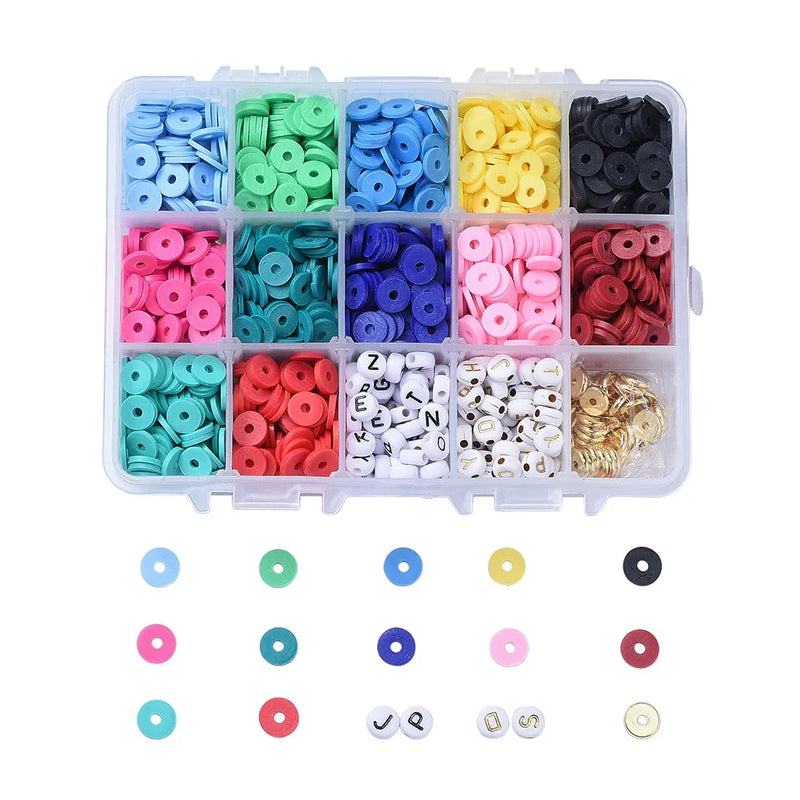 Polymer Clay Beads Multicolor 4x7mm English Letter Spacer Beads