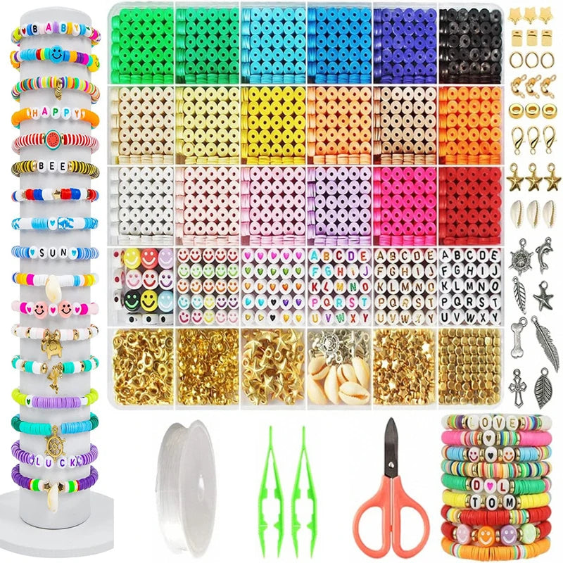 Polymer Clay Beads Set for Boho Bracelet Making