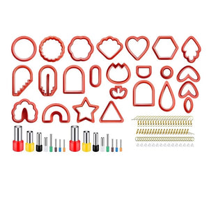 Polymer Clay Cutter Set - 24 Shapes, 16 Round Cutters, 60 Earring Accessories