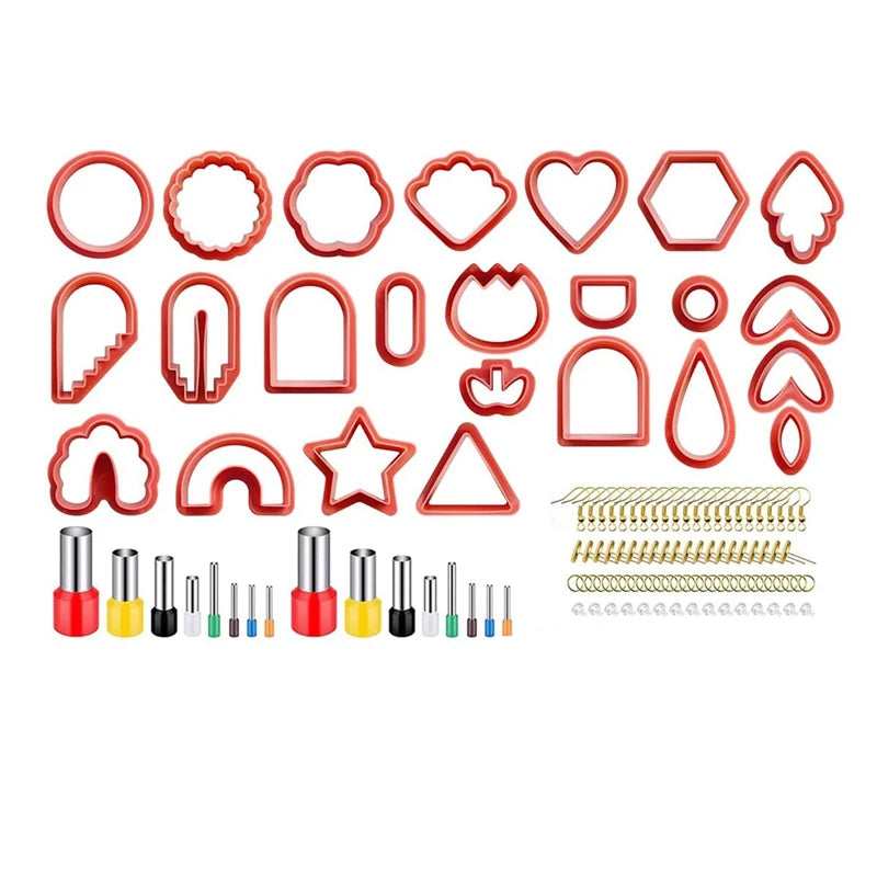 Polymer Clay Cutter Set - 24 Shapes, 16 Round Cutters, 60 Earring Acc