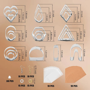 Polymer Clay Cutter Set with Earring Hooks and Earring Cards