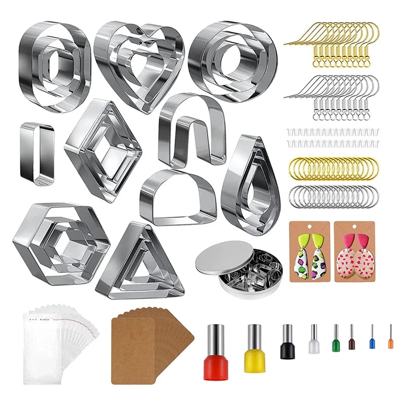135PCS Polymer Clay Earring Cutters Set with Hooks and Backs