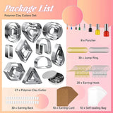 135PCS Polymer Clay Earring Cutters Set with Hooks and Backs