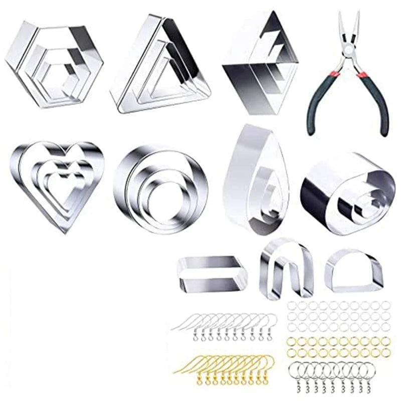 Polymer Clay Earring Cutters Set with Cards and Hooks