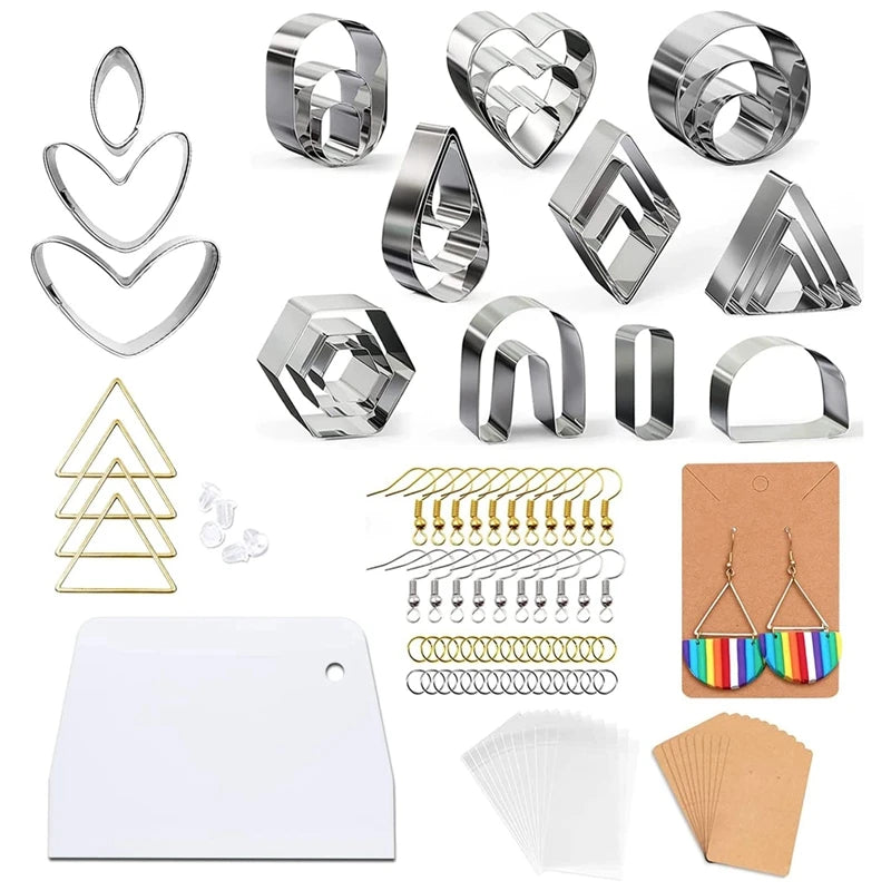 Stainless Steel Clay Cutters with Earring Hooks and Frame for Jewelry Making