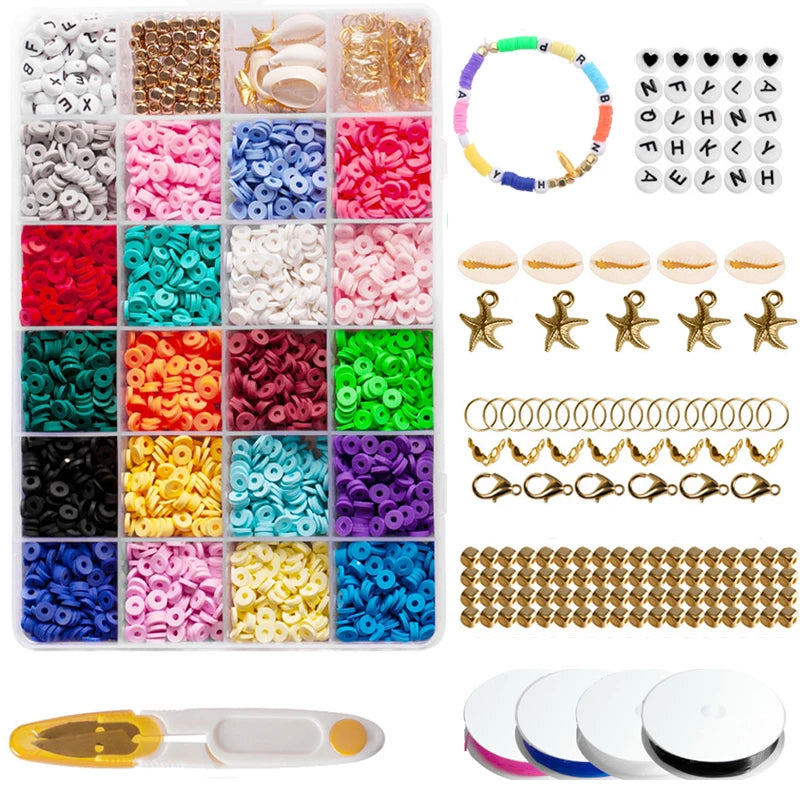 Polymer Clay Letter Beads Kit for Jewelry Making DIY Bracelet Set