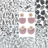 Polymer Clay Texture Stamp Sheets Flower Leaf Pattern DIY Embossing Mat
