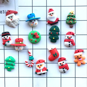 Santa Claus Tree Earring Charms Resin Pendant Keychain Christmas DIY