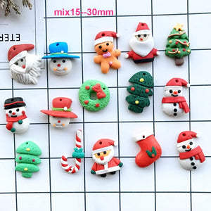 Santa Claus Tree Earring Charms Resin Pendant Keychain Christmas DIY