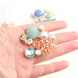 Enamel Sea Star Coral Starfish Brooches Women PearlAnimal