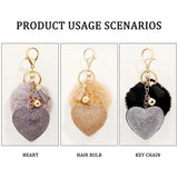 Heart Rhinestone Keychain Pompom Bag Keyring