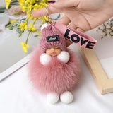 Pompom Baby Keychain Plush Doll Keychains Women Girl Bags Keyrings Gift