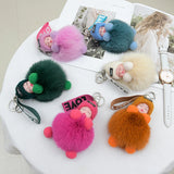 Pompom Baby Keychain Fluffy Plush Doll Keyring Gift