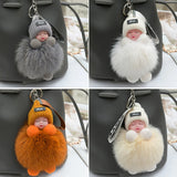 Pompom Baby Keychain Fluffy Plush Doll Keyring Gift