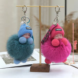 Pompom Baby Keychain Fluffy Plush Doll Keyring Gift