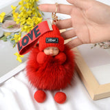 Pompom Baby Keychain Plush Doll Keychains Women Girl Bags Keyrings Gift