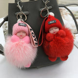 Pompom Baby Keychain Fluffy Plush Doll Keyring Gift