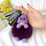 Pompom Baby Keychain Plush Doll Keychains Women Girl Bags Keyrings Gift