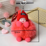 Pompom Baby Keychain Plush Doll Keychains Women Girl Bags Keyrings Gift