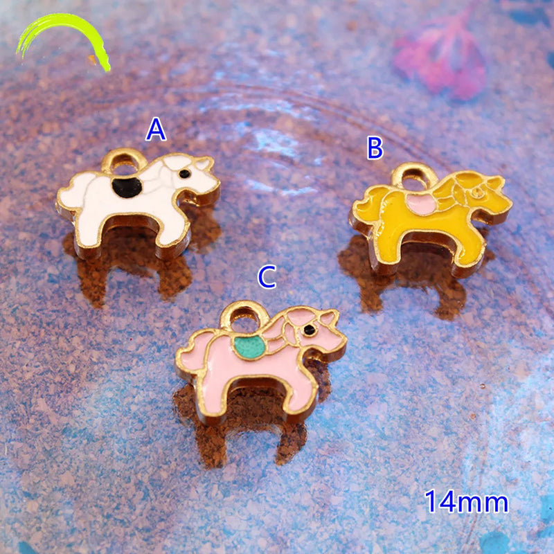 30pcs Pony Charms Mini Metal Enamel Pendants for DIY Making Bracelets