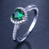 925 Silver Red Heart Crystal Ring for Charming Ladies